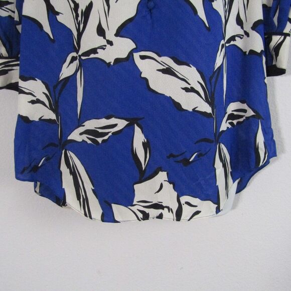 Veronica Beard Milan Top 8 Blue Floral Silk Blend Business Casual Romantic Work - Picture 5 of 12
